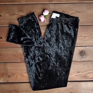 EYECANDY Eye Candy  Crushed Velvet Black Stretchy Leggings Pants M